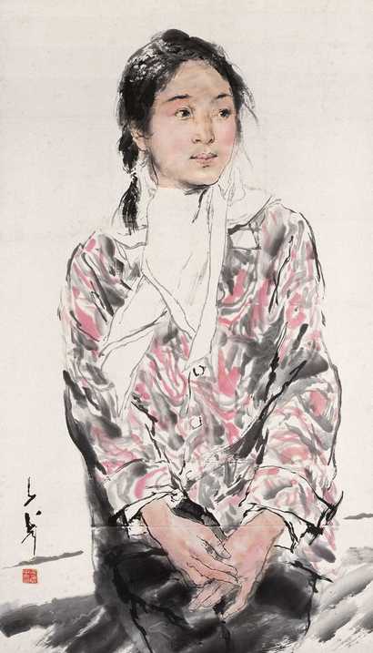 王子武 少女 立轴